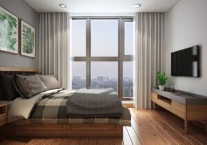 thiết kế nội thất chung cư hiện đại tone gỗ