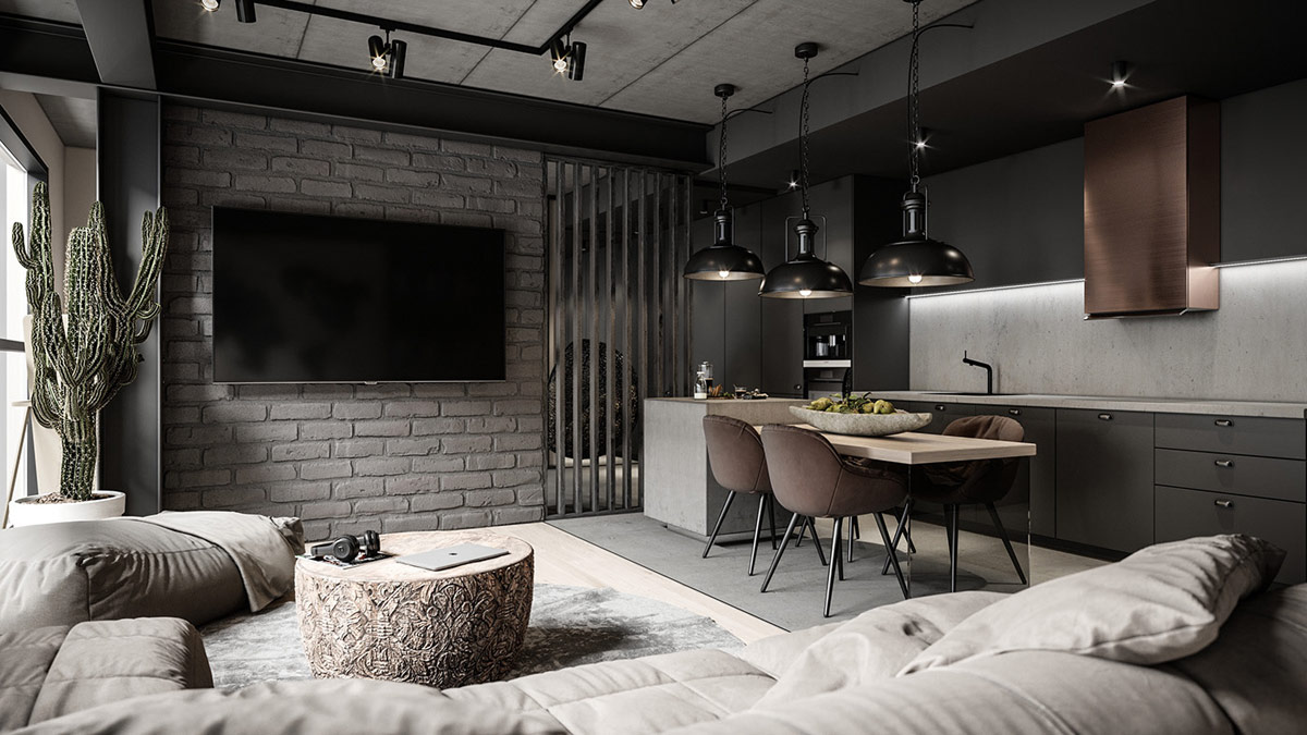 Thiết kế nội thất nhà phố phong cách công nghiệp